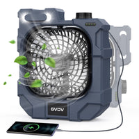 1 x RAW Customer Returns GVDV Small Quiet Fan with LED Light, 10400mAh Battery Stand Fan Battery Operated, Portable Fan Table for Outdoor Camping Tent Bedroom Office, 270 Fan Oscillating - RRP €29.99