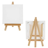 1 x RAW Customer Returns Belle Vous Pack of 10 Mini Canvases with Wooden Easel 10 x 10 cm Pre-Stretched and Primed Canvases in White Small Tabletop Easel for Oil and Acrylic Paintings - Canvases for Children - RRP €21.77