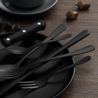 1 x RAW Customer Returns BEWOS 36-piece black cutlery set with steak knife service for 6, premium stainless steel cutlery sets for home and kitchen, high-quality knife-spoon-fork cutlery set, highly polished, dishwasher safe - RRP €41.34