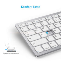 1 x RAW Customer Returns OMOTON German Bluetooth keyboard for iPad 10.9 10.2 9.7, iPad Air 5 4 3, keyboard iPad Pro 12.9 11 10.5 and iPhone cell phone, QWERTZ layout, compact design iPad keyboard, silver - RRP €23.99