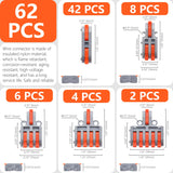 1 x RAW Customer Returns XALXMAW 62 Pieces Electrical Terminal Blocks, Compact Quick Connector Kit, Free Combination Electrical Connectors with Lever, Terminals 0.2-4mm  - RRP €26.98
