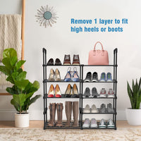 1 x RAW Customer Returns esonstyle Shoe Rack, 10 Tier High Narrow Shoe Rack Space Saving Door Metal Shoe Rack Vertical Tall Shoe Rack for Living Room and Bedroom - RRP €29.99