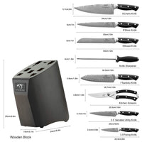 1 x RAW Customer Returns NANFANG BROTHERS Damascus steel knife set with wooden block Japanese knife set Damascus steel VG10 - kitchen knife set professional chef s knife with sharp blades and ergonomic - RRP €171.42