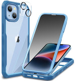 1 x RAW Customer Returns CENHUFO Privacy Case for iPhone 14 Plus, 360 Degree Cell Phone Case Protective Case with Built-in Privacy Tempered Glass Screen Protector and Camera Protection Shockproof Armored Case Anti Spy Full Cover Case - Blue - RRP €18.99