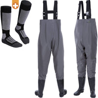 1 x RAW Customer Returns smartpeas Waterproof Fishing Trousers with PVC Boots - Welded Seams and High Waist - Fishing Clothing - Perfect as a Father s Day or Birthday Gift - RRP €54.85