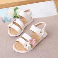 1 x RAW Customer Returns QZBAOSHU Sandals Girls Sandals Summer Leather Flowers for Toddler Girls 32 EU CN 33, White  - RRP €23.99