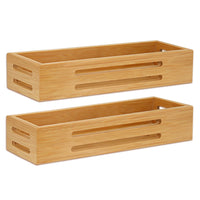 4 x RAW Customer Returns SAUNNIHEN Bamboo Spice Rack No Drilling, Pack of 2 Spice Rack Wall, Spice Holder Can Be Used on Cabinet Doors, Refrigerator, Standing or Hanging, Self-Adhesive or Drilled Assembly - RRP €91.92