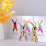 2 x Brand New XYQXYQ Balloon Rabbit Sculpture Resin Animal Sculpture Nordic Modern Interesting Abstract Decoration Golden, M  - RRP €116.0