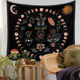 6 x Brand New JUMRHFAN Botanical Moon Phases Tapestry, Botanical and Floral Tapestry, Bohemian Mandala Wall Decor for Bedroom Aesthetic Home Dorm 130x150CM  - RRP €122.4