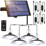 1 x RAW Customer Returns WUYOR Solar Hanging Lights 4-Head Solar Shed Lights 60LED IP65 Waterproof Outdoor Solar Lights Indoor with Remote Auto On Off, for Garden Yard Barn Balcony Corridor Gazebo House Landscape - RRP €48.4