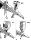 1 x RAW Customer Returns QWORK Airbrush Kit Airbrush Gun System - Nozzles 0.3 mm 0.5 mm 0.8 mm - Paint Cup 2 cc 5 cc 13 cc - Hose Length 1.8 m - RRP €40.33