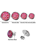 1 x RAW Customer Returns 32 Pairs Fake Druzy Stud Earrings Bohemian Round Stud Earrings Stainless Steel Pierced Earrings Jewelry for Women Girls 8 mm  - RRP €11.52