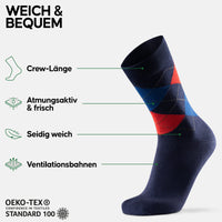 1 x RAW Customer Returns DANISH ENDURANCE 6 Pairs of Bamboo Socks, Classic, Soft, Breathable, for Daily, Men and Women, Multicolor 3x Navy Blue, 3x Red Diamonds , 43-47 - RRP €31.21