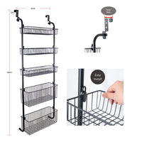 1 x RAW Customer Returns ABCOOL Over The Door Organizer and Storage Racks 5 Tiers for Kitchen Bedroom Bathroom Laundry Garage with Shoes Snacks Clothes Towel Spice Bottles Metal Steel Baskets - RRP €50.41