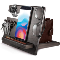 1 x RAW Customer Returns Gifts for Men Birthday Wooden Phone Docking Station Wallet Stand Watches Nightstand Organizer Men Gift Husband Dad Gift Father s Day Brother Anniversary Birthday Gift for Men - RRP €23.46