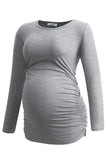 1 x RAW Customer Returns Smallshow Women s Maternity Wear Long Sleeve Maternity Shirt Maternity Tops 3 Pack, Army Green-Black-Light Grey, XL - RRP €48.0