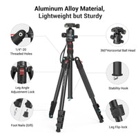 1 x RAW Customer Returns SMALLRIG 71 Camera Tripod, Foldable Aluminum Tripod Monopod, 360 Removable Ball Head and Quick Release Plate, with Smartphone Clamp, Payload 15kg 33lb, 71in 180cm - 3935 - RRP €79.99