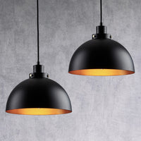 1 x RAW Customer Returns FORCOSO 2 x Pendant Light Black Gold - Modern Industrial Hanging Lamp 1-Bulb Metal Pendant Light Ceiling Light E27 for Living Room Bedroom Dining Room Kitchen Restaurant Hallway Bar Black  - RRP €69.99