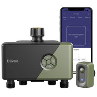 1 x RAW Customer Returns Diivoo irrigation computer WLAN 4 outputs with 60M RFID technology, water timer with Alexa voice control 6 watering plans, automatic watering clock with WiFi hub for garden lawn - RRP €118.02