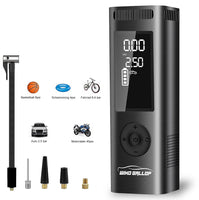 1 x RAW Customer Returns WindGallop Electric Air Pump Bicycle Pump Electric Battery Bicycle Compressor Car Mini Air Compressor Ball Pump Power Bank for Car Tires Bicycle Motorcycle Balls with Tire Pressure Gauge LED Black  - RRP €46.67