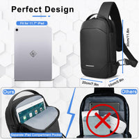 1 x RAW Customer Returns hk shoulder bag men waterproof shoulder bag for 11.7 inch iPad chest bag small with USB charging port crossbody bag anti-theft sling bag for work leisure sports travel black - RRP €40.33