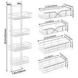 1 x Brand New ABCOOL Organizer and Storage Racks for Door 4 Tier for Kitchen Bedroom Bathroom Laundry Garage with Shoes Snacks Clothes Towel Spice Bottles Metal Steel Baskets - RRP €40.33