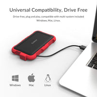 1 x RAW Customer Returns Orico 2.5 USB 3.0 Portable Hard Drive Enclosure for 9.5mm 7mm SATA III SSD and HDD Compatible with Windows, Mac, Linux, PS4 and More - Black and Red - RRP €18.95