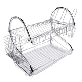 3 x RAW Customer Returns ARyee Two Tier Drainer Stand Dish Drainer Rack Silver, Bowls Plate Drink Holder with Drip Tray - RRP €71.97