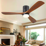 1 x RAW Customer Returns Outdoor Ceiling Fan - 132cm Wooden Ceiling Fans with Lights and 3 Solid Wooden Blades, Farmhouse Ceiling Fan Light for Patio - RRP €161.34