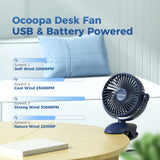 1 x RAW Customer Returns OCOOPA Table Fan Clip Stroller Fan with 3600mAh Battery, Quiet Portable Mini USB Fan, 360 Rotation Rechargeable Table Fan with 3 Speeds for Car, Office, Camping - RRP €30.24