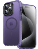 1 x Brand New DASFOND case for iPhone 15 Pro Max, Compatible with MagSafe Magnetic mobile phone case, transparent matte back, thin shockproof stripe protective case, purple - RRP €28.56