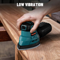 1 x RAW Customer Returns DOVAMAN DLS03A delta sander, 130W orbital sander, up to 12000 rpm, 12 pieces of sandpaper 140x140x80mm , two dust extraction options, sander for wood and steel surfaces - RRP €36.47