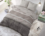 1 x RAW Customer Returns Bed linen 4-piece 135cm x 200cm 4-piece brown - stripes - soft iron-free duvet covers with zipper - bed linen set with 2 pillowcases 80cm x 80cm - RRP €40.26