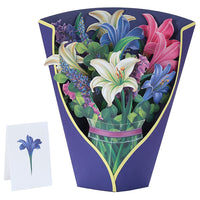 6 x Brand New Paper Pop Up Cards, Lilies and Lupins, 12 Inch Life Size Flower Bouquet Birthday Gift Greeting Cards with Note Card and Envelope for Women Girls Wife Mother - RRP €56.52