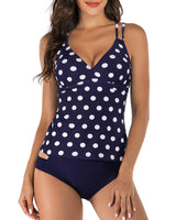 1 x RAW Customer Returns VILOREE Women s Tankini Set Push Up Tummy Control with Briefs Halterneck Swimwear Two-Piece Figure Optimizer Navy with White Dots S - RRP €26.81