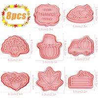 6 x Brand New Shinybox Thanksgiving Cookie Cutters, 8 Pieces Autumn Thanksgiving Cookie Cutters Set, Cookie Cutters Children, Autumn Cookie Cutter Decoration, Thanksgiving Cookie Cutter Pumpkin Baking Cake B  - RRP €42.24