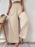 1 x RAW Customer Returns Cicy Bell Women s Pants Straight Loose Elastic Wide Leg Pants Waist Palazzo Pants With Pockets Apricot L - RRP €31.25