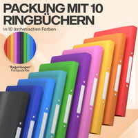 1 x RAW Customer Returns ACROPAQ - 10 x Soft A4 Ring Binder - 2 Rings, With Spine Labels, Spine 2.5 cm, Rainbow, Nature Color Collection - A4 Ring Binder, A4 Ring Binder - RRP €20.11