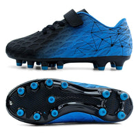 1 x RAW Customer Returns JABASIC Boys Girls Cleats Football Boots Children Outdoor Firm Ground Soccer Shoes 33EU, Black Blue  - RRP €39.31