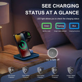 1 x RAW Customer Returns Minthouz 3 in 1 Wireless Charger with 18W Adapter, Fast Wireless Charging Station for Multiple Devices Apple Watch S8 7, AirPods 3 Pro, Wireless Charger Stand Compatible with iPhone 14 13 12 11- Blue - RRP €27.76