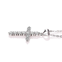 1 x RAW Customer Returns Bo Pao necklace women with cross in 925 sterling silver, zirconia cross chain, 45 cm, adjustable - RRP €25.89