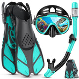 1 x RAW Customer Returns Lealinga Adult Snorkel Set with Adjustable Diving Fins Anti-Leak Anti-Fog Diving Goggles and Dry Snorkel, 3 in 1 Professional Snorkeling Set for Snorkeling and Swimming - RRP €45.99