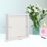 1 x RAW Customer Returns Anhow 2-pack 3D picture frames for filling, 3D picture frame deep object frame 15 x 15 cm with transparent real glass for table top and wall - white 3 cm - RRP €19.15