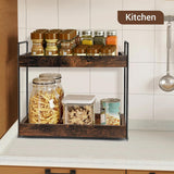 1 x RAW Customer Returns EWEMOSI Standing Shelf Wooden Worktop Kitchen Shelf with 2 Levels Spice Rack Metal Support Bathroom Storage Shelf Spice Holder Spice Rack Organizer Vanity Tray - RRP €26.21