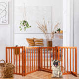 1 x RAW Customer Returns Wooden safety gate with gate, free-standing foldable dog gate for dogs, stair gate, dog barrier, flexible door safety gate with 2 support feet, pinewood playpen 4 panels - RRP €92.99