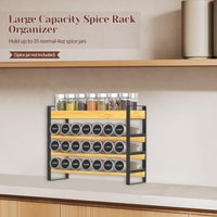 1 x RAW Customer Returns MOCOLOM 4 Tier Spice Rack Standing Wall, Spice Organizer Storage Wood with 4 Hooks, Spice Rack Organizer Spice Rack Spice Racks Spice Rack System for Kitchen Worktop Cabinet - RRP €37.36