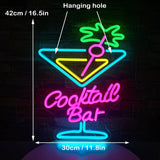 1 x RAW Customer Returns SIGNSHIP Colorful Cocktail Neon Sign for Wall Decor Beer Bar Man Cave Club Bedroom LED Dimmable Neon Bar Lights Sign for Hotel Pub Party - RRP €39.31