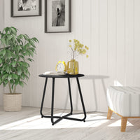 1 x RAW Customer Returns Fokebel side table, small metal side table, round garden side table, coffee table coffee table with adjustable table legs black, 45x45H cm  - RRP €31.98