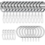 1 x RAW Customer Returns Bestomrogh 50 pieces curtain rings, silver metal curtain rings with 50 pieces plastic curtain hooks for window door shower curtain, curtain hooks for rails, 30 mm inner diameter - RRP €10.07