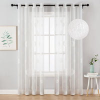 1 x RAW Customer Returns MIULEE Bedroom Curtain, Voile Curtains with Embroidered Pattern, White Sheer Curtains with Eyelets, Interior Window Curtain for Home Living Room and Living Room 2 Pieces, 2xW 140 x H 260 cm - RRP €33.22